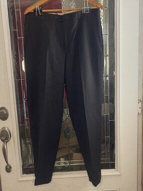 Mens Pants-RENDEVOUS by BALLIN-Dk Grey 100% Wool Straight leg Cuffs 36X30